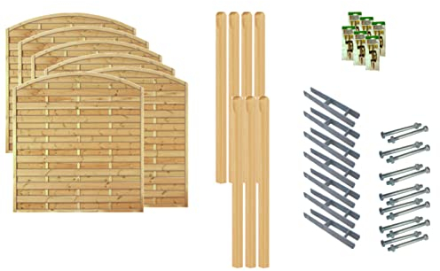 TETZNER & JENTZSCH Zäune Madison 4 I Sichtschutz Zaun 180 x 180cm Graugrün I Gartenzaun aus Holz für den Sichtschutz I Zaun mit Lamellenwand I Gartenzaun Komplettset mit Trennwand für den Windschutz