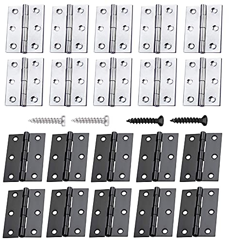 Gativs Charniere Inox 20 Pièces Charnières de Portes Charnières de Petite Paumelles Meuble Charnière Piano Acier Inoxydable Charniere Charnières de Petite Taille avec 144 Vis pour Fenêtres Portes
