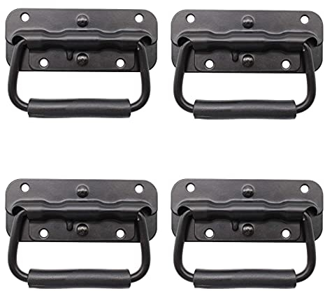 Brateuanoii 4 Stück Klappgriffe, Hardware Boxen Griff, Gefederter Kistengriff, Schwere Griffe, Flightcase Griff, Austausch Und Installation Griffs Für Werkzeugkästen Oder Aufbewahrungsboxen(Schwarzer)