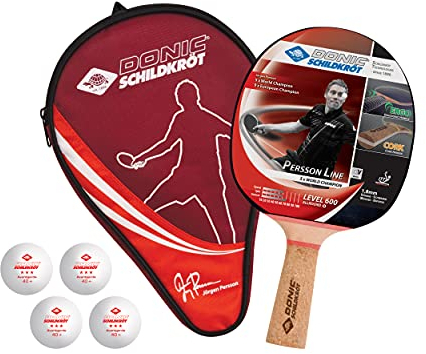 Schildkröt Donic Tischtennis-Geschenkset Persson 600, 1 Schläger mit Kork-Griff, 4 Bälle 3*, 1 Schlägerhülle, tolles Komplettset für den sofortigen Start, in Neuer Kartonverpackung, 788450