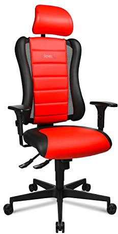 Chefsessel - Rot - Schwarz - Kunstleder - höhenverstellbare Armlehnen
