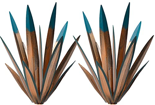Tequila Rustikale Skulptur, rustikale handbemalte Metall-Agave, Metall-Agave, Heimdekoration, Garten, Hof, Skulptur, Rasen, Heimdekoration, Statue, Gartenornamente, Outdoor-Dekoration, groß, 2 Stück