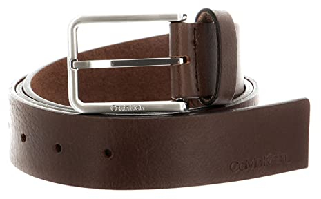 Calvin Klein Herren Gürtel Ledergürtel, Braun (Dark Brown), 100 cm