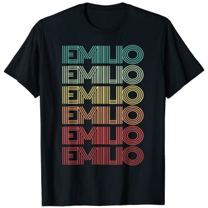 Namensschild mit Vornamen EMILIO spanischer Junge Retro Geburtstag T-Shirt
