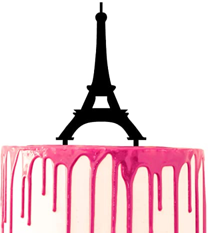 CARISPIBET Tortendekoration Topper mit berühmtem Eiffelturm Liebe in Paris Hochzeit Party Dekorativer Acryl Topper