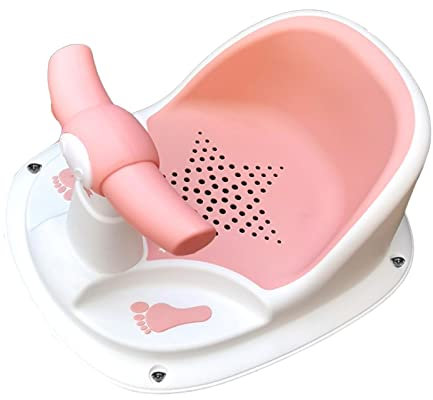 perfk Duschstuhl mit Saugnapf, Sitzwanne, rutschfest, mit Ablaufloch, Badestuhl, Badezimmerstall, für, Kleinkinder, Kinder ab 6 Monaten, ROSA