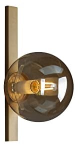 meineWunschleuchte Wandleuchte 1 flammig mit Schalter, Metall Messing & Rauchglas Kugeln Amber mundgeblasen