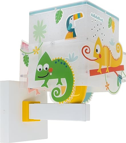 Dalber kinder Wandlampe, Kinderlampe Wandleuchte, kinderzimmer Happy Jungle Chamäleon Tiere Dschungel, 63319, E27