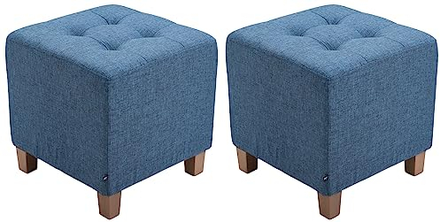 CLP 2er Set Sitzhocker Pharao mit Stoffbezug I Sitzwürfel mit hochwertiger Polsterung und Bodenschonern, Farbe:blau