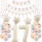 Deko 17. Geburtstag Beige Roségold Luftballons - Happy 17th Birthday Girlande & Party Deko für Mädchen