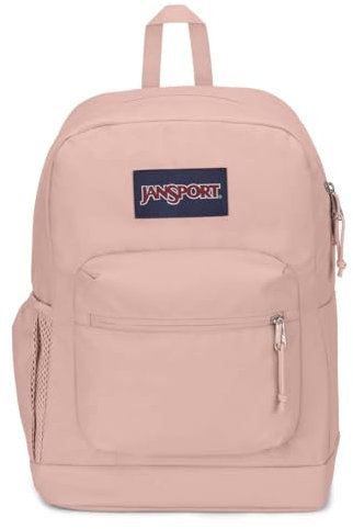 JanSport Cross Town Plus Backpack - Large Main Compartment, Side Water Bottle Pocket, 15-Inch Padded Laptop Sleeve, Misty Rose, One Size, Cross Town Plus Backpack