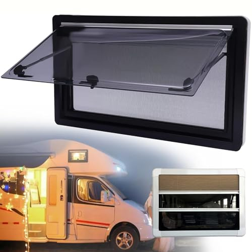 Sayoc Wohnwagen Fenster Wohnmobilfenster,Ausstellfenster Klappfenster Externes Push Fenster,Camper Caravan Seitenfenster mit Markise und Screens,FüR Wohnmobile,AnhäNger,900mm*500mm