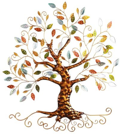 Scultura artistica da parete in metallo, albero della vita, decorazione contemporanea in ferro per soggiorno