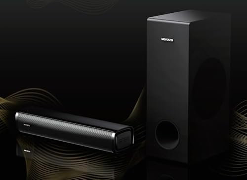 MEVOSTO Barra de Sonido para TV con Subwoofer, 2.1CH Barra de Sonido TV con 5.25 Grande Woofer para PC, 5 EQ Ajustables, ARC/Óptico/BT 5.0/AUX - 12L Graves Profundos