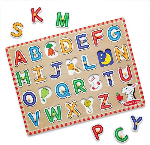 Melissa & Doug Lift & See Alphabet Holz-Puzzle (26 Stück) Kleinkind- und Vorschulpuzzles für Kinder ab 1 Jahren, FSC-zertifizierte Materialien