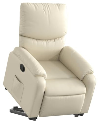 vidaXL Relaxsessel, Sessel mit Aufstehhilfe Elektrisch, Fernsehsessel mit Liegefunktion, Liegesessel Aufstehsessel für Wohnzimmer, Creme Kunstleder