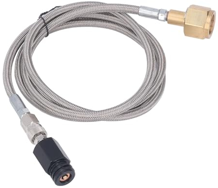 Soda Refill Adapter CO2 Cylinder Cartridge Fill Tank Connector with 60in Hose CGA320 - Easy and Convenient Way To Refill Your Soda Maker Bottles(Stainless steel hose)