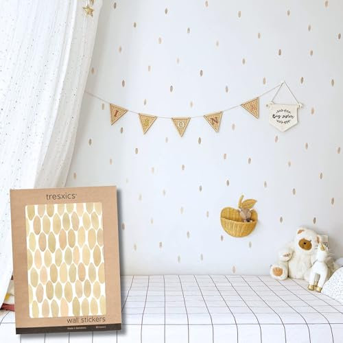 Pegatinas Pared Decorativas | Vinilo Adhesivo Pared Gotas Acuarela | Efecto Papel Pintado | Cubre 3 m² | 118 piezas | TRESXICS (Amarillo)