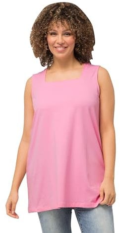 Ulla Popken Femme Grandes Tailles Top Long Classic à décolleté carré, sans Manches Rose pâle 50+ 807310806-50+