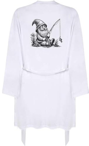 Azeeda Small 'Garden Gnome With Fishing Rod' Adult Dressing Robe/Gown (RO00097214)