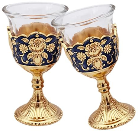 Generisch Lot de verres à eau colorés en verre vintage - Style rétro - Verres à boire avec pied pour bureau, mariage, Noël, cuisine