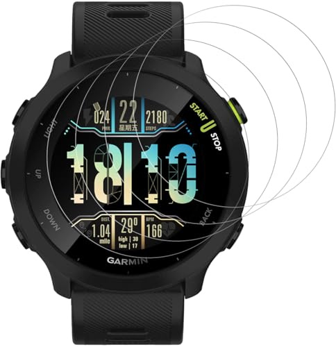 Beukei Vitre Protection pour Garmin Forerunner 55/ Forerunner 245 Verre Trempé, 3 Pièces Force Glass [Dureté 9H][HD Claire][Sans Bulless][Anti Rayures] Film Protection