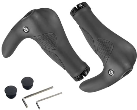 Fahrradgriffe Ergonomisch mit Horn MONLUKY MTB Fahrrad Griffe Lenkergriffe Fahrrad 22mm Weich Gummi rutschfest Mountainbike Rennrad Scooter Cruiser Urban Bike Dreirad (Schwarz)
