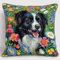 ORLUMY Diy Kissen Knüpfen Set Border Collie Tier Knüpfpackungen Hund Und Blumen Knüpfpackungen Zum Selbermachen Garnpackungen Kissen Teppich Muster Kunst Und Handwerk Häkeln Handarbeit 43x43cm