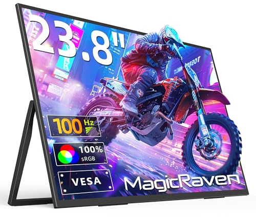 MAGICRAVEN - Moniteur portable de 23,8, grand écran VESA 1080p 100 Hz, deuxième écran USB C/HDMI avec haut-parleurs, extension d'affichage d'ordinateur portable pour Windows/Mac