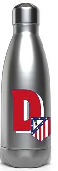 CyP Brands Atlético de Madrid - Botella Agua de Acero Inoxidable, Cierre Hermético, con Diseño Letra D en Rojo, 550 ml, Color Metalizado, Producto Oficial
