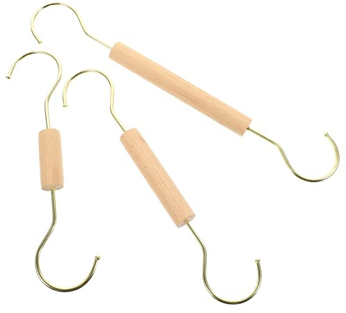 OFFSCH 3 Stück S-förmige Haken Aus Metall Und Holz Zum Aufhängen Von Kleidung Pflanzen Für Kleiderbügel Schrank Und Küche