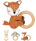 OFFCUP Babyrassel Gehäkelte Greifling, Beißring Baby, Niedlicher Greifling für Baby, Zahnring Holz, Handmade Rassel Beißring Baby Gehäkelte Tiere Spielzeug für Babys & Kleinkinder ab 0 Monate - Fuchs