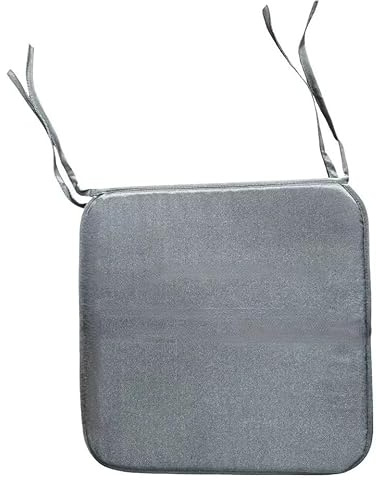 INSAFIANS Pack of 4 Waterproof Chair Seat Pads Comfortable Tie-On Cushions for Dining Patio Kitchen Chairs Outdoor Seating (Grey)