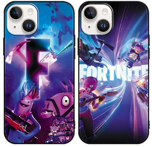 Yimctoie 2 Stück Handyhülle für iPhone 14 iPhone 13 Hülle 6.1, Anime Game Cartoon Muster Aesthetic Design, Dünn Weich TPU Silikon Slim Fit Stoßfest Kratzfest Schutzhülle, cool