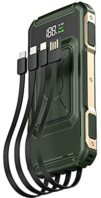 Power Bank 15W Fast Qi Wireless Charger 30000mAh 22.5W QC PD 3.0 Fast Charging Powerbank for Outdoor Camping,Green