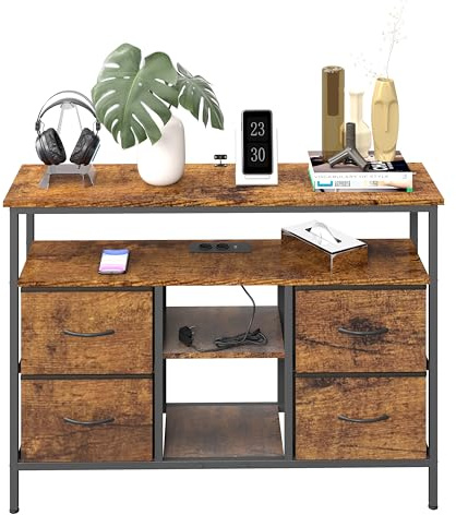 Amveya Mobile Porta TV Soggiorno, Mobiletto Soggiorno, Tavolino TV con 4 cassetti e effetti RGB multicolore variabili