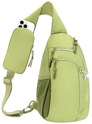 Brusttasche Damen Sling Bag Herren mit RFID-Blockierung Anti Diebstahl Tasche Umhängetasche Schultertasche mit Handytasche, Grün