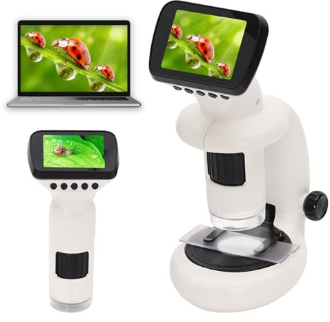 EULEUY 2in1 microscopio digitale bambini,microscope portatile bambini con display LCD da 2,4 pollici e ingrandimento 1000x. Set di esperimenti scientifici per children con vetrini microscopio