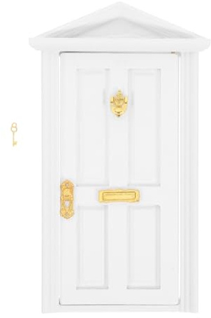 JOINPAYA Wooden Dollhouse Door 1/12 Scale Miniature Fairy Door with Key Openable Doll House Doors for Diy Craft Dollhouse Furniture Fairy Garden Ornament Miniature Door Prop