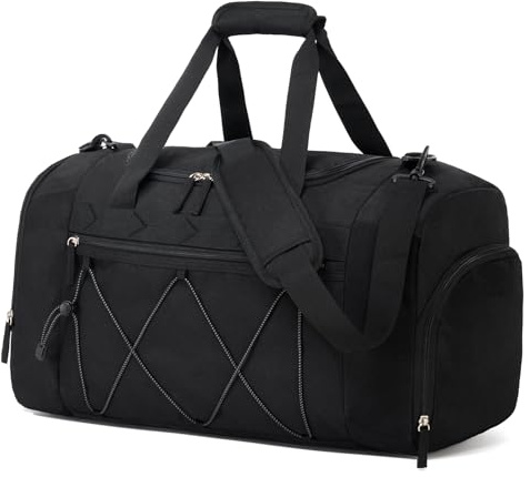 Vorspack Gym Bag for Men - 21 Inches Duffle Bag for Travel Water-resistant Travel Bag with Shoe Compartment Wet Pocket Duffel Bag for Gym Sports Travel Weekender Overnight - Black