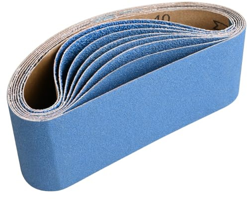 UMXIUO Schleifband 75 x 533 mm, 8 Stück Schleifbänder 40/60/80/120 Körnung | Zirkonkorund Schleifband für Bandschleifer Zum Schleifen, Feilen, Schärfen und Entrosten von Holz und Metall