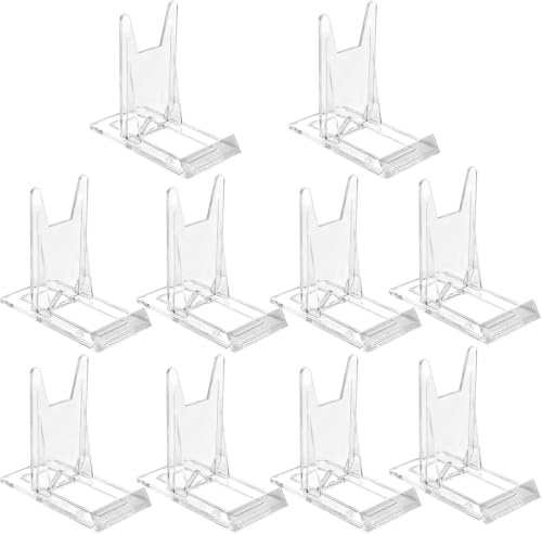 Tharvolex 10Pcs Clear Acrylic Plate Stand, Adjustable Picture Frame Holder Stand for Display, Multifunctional Easel Book Display Stand for Mobile Phones, Photos, Cards, Books