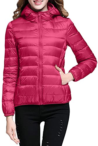 Piumino Donna 100 Grammi, Piumini Leggero Corto Casual Giubbotto Primaverile Antivento Impermeabile Piumino Con Cappuccio Caldo Giubbino Mezza Stagione Giacca Per Trekking E Montagna