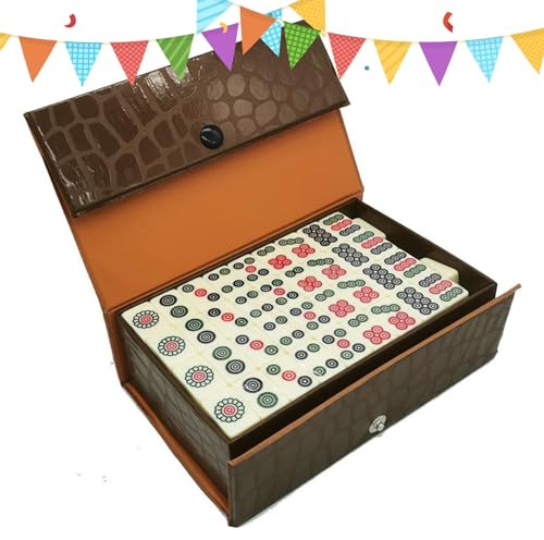 Generisch Mahjong Spieleset | Tragbares Brettspiel Zum Mitnehmen | Reise-Mahjong-Set Als Brettspiel Für Unterwegs | Für Indoor Outdoor Wohnung Hotel Reise Camping Picknick Party Familie