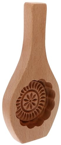 BESTonZON Wooden Moon Cake Mould Flower Mooncake Mold Traditional Baking Tool for Pastry Maker Home Kitchen Chinese Mid-Autumn Festival Pattern Handcrafted 22 x 10.5 cm