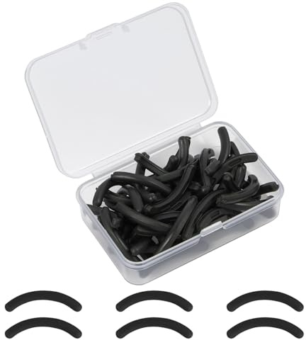 AYBUY 50 Stück Wimpernzange Gummi Wimpernzange Pads Wimpernzange Ersatzpads | Wimpernzange Nachfüllpads mit Transparenter Aufbewahrungsbox (Schwarz)