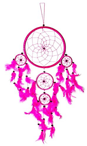 Kascha Traumfänger / Dreamcatcher - 70cm x 21cm - Pink - Naturmaterialien - Hängender Schmuck / Traumfänger - Feste und Feierlichkeiten