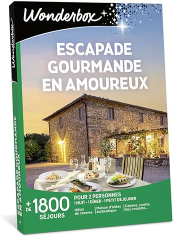 Wonderbox - Escapade Gourmande en Amoureux - Coffret Cadeau - Idée Cadeau Séjours