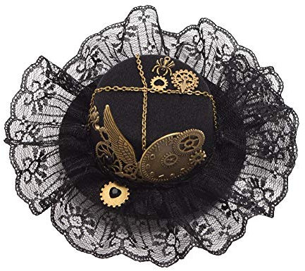 BLESSUME Steampunk Frauen Getriebe Mini Hut Gotisch Zylinder Haarspange (M)