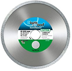 DIAMWOOD - Disque Diamant Carrelage et Faïence pour Meuleuse | Lame Diamantée à Tronçonner | Découpe Parfaite Professionnelle | Diamètre 200 mm | Alésage 30/25,4/22,23 mm | Hauteur Jante 5 mm | CUTTER